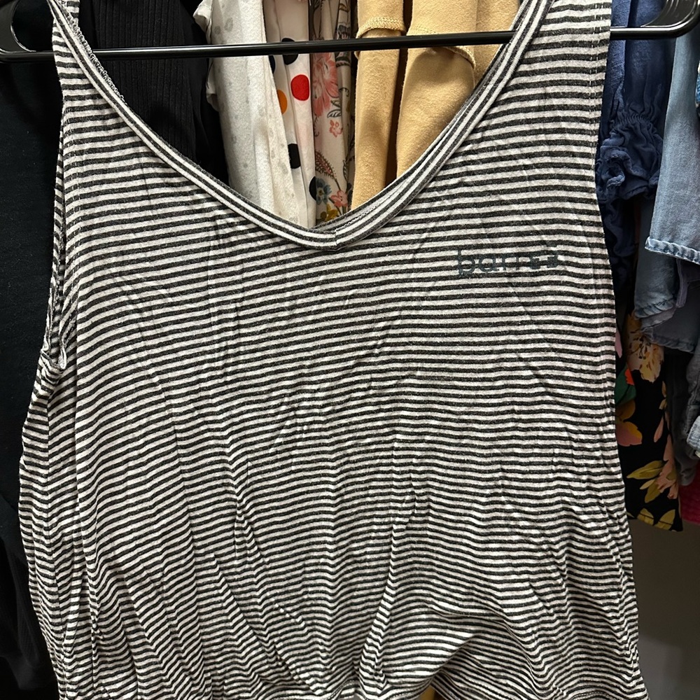 Barre3 teal and White Striped Women's Top